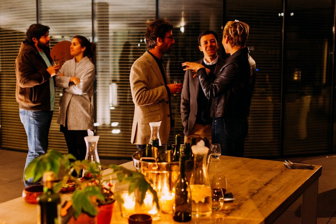 business professionals networking at event